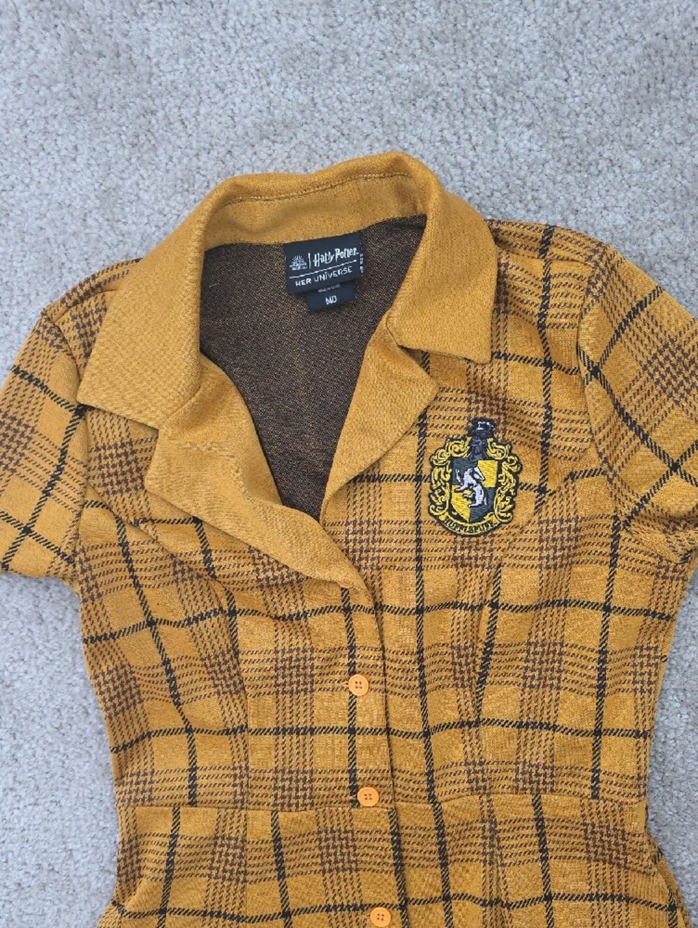Harry Potter universal studios hufflepuff Plaid Button-Front Dress - Picture 2 of 3